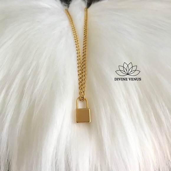 Lock Necklace πGold Plated Stainless Steel - Picture 4 of 8